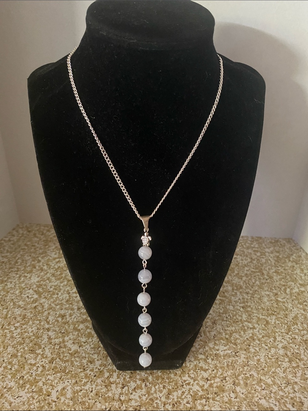 GOOD VIBES 😎 ONLY Silver Necklace with Light Blue Beads!
